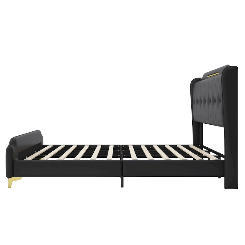 Letto moderno imbottito in pelle PU Uphou di Christopher Knight Home