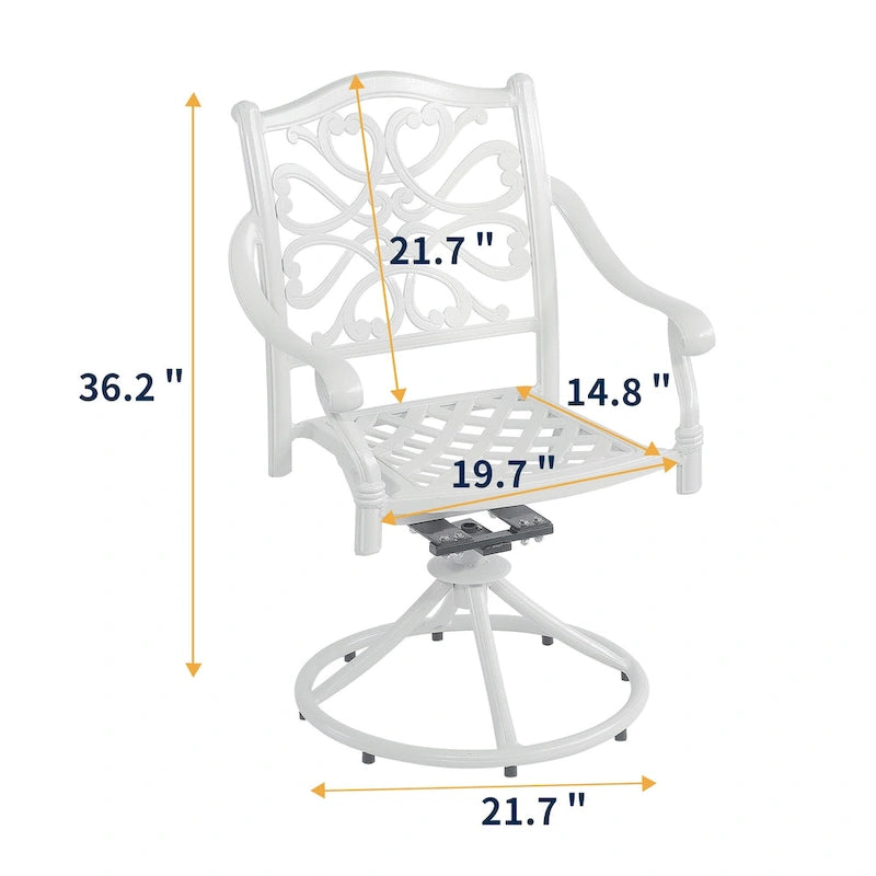 5-Piece Cast Aluminum Patio Dining Set with 4 Swivel Chair