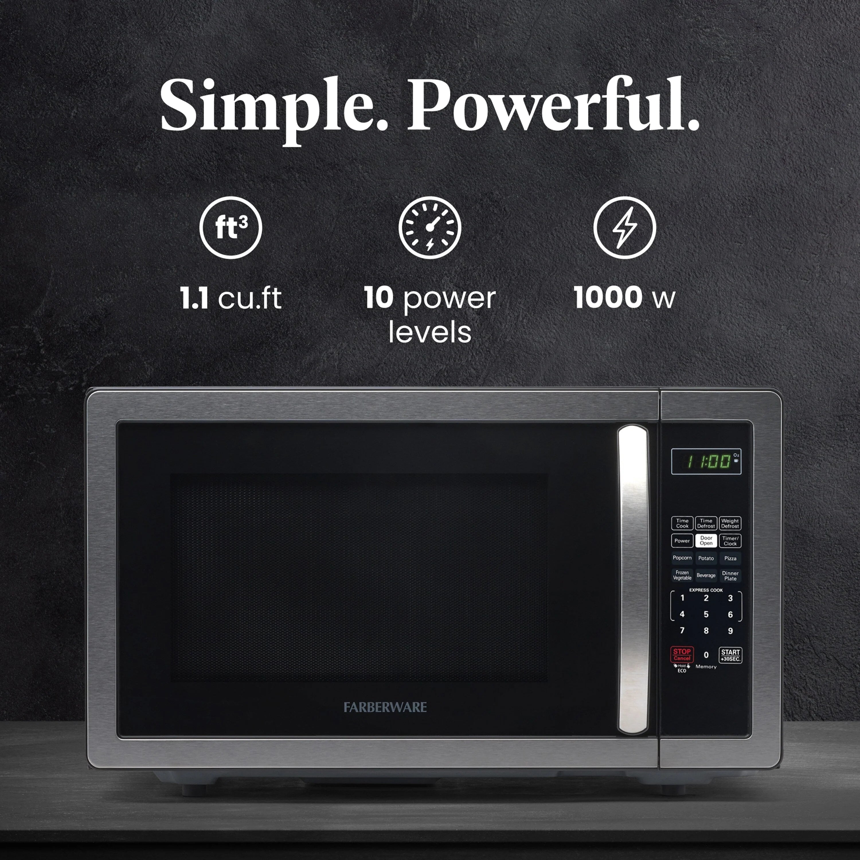 Forno a microonde Farberware Classic da 1,1 piedi cubi e 1000 watt
