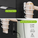 Moasis 46 Vanity With Built-in Socket With Illuminated Mirror and Hair Dryer Rack - 55.8  H X 46  W X 11.7  D