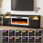 Mobile TV Bossin 70" con caminetto elettrico 36", Mobile TV per televisori fino a 80", 16 colori LED/Centro di intrattenimento