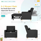 AECOJOY 3 in 1 Sleeper Sofa Chair w/ Pillow &Convertible Backrest