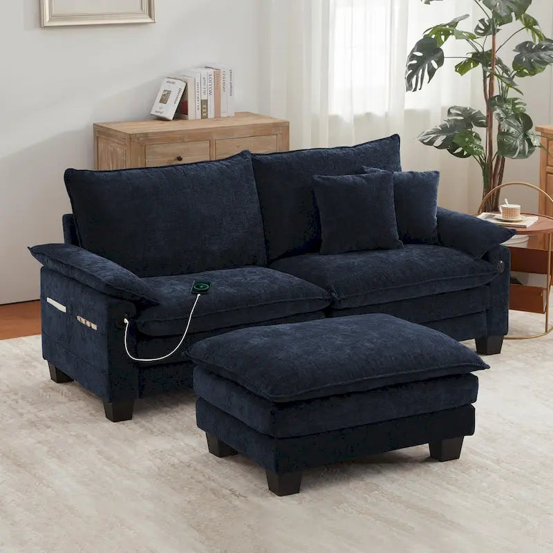Modular Sectional Sofa, Comfy Cloud Couch Sectional Sofa with Ottoman, Deep Seat Sofa Sleeper for Living Room