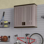 Suncast 4 Ft Resin Single Shelf Garage Wall Storage Cabinet, Platinum (3 Pack)