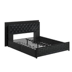 Moasis Letto Matrimoniale Queen Size con Struttura in PU e LED, Imbottito, con Piattaforma