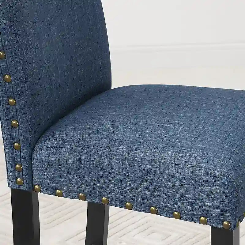 Modern Style 3-Piece Dining Set with Round Bar Table and 2 Nailhead Pub Chairs