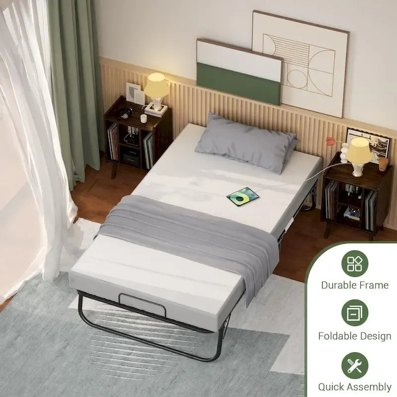 Letto pieghevole con materasso in memory foam da 12,7 cm, letto aggiuntivo a scomparsa con ruote