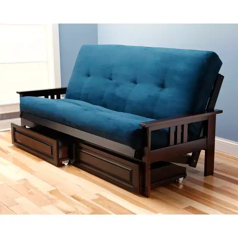 Full Chicago Frame and Coil Mattress with Storage Drawers - Dual Comfort