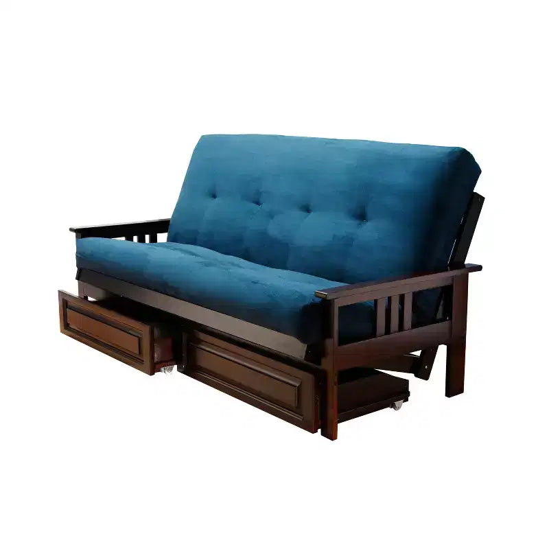 Full Chicago Frame and Coil Mattress with Storage Drawers - Dual Comfort