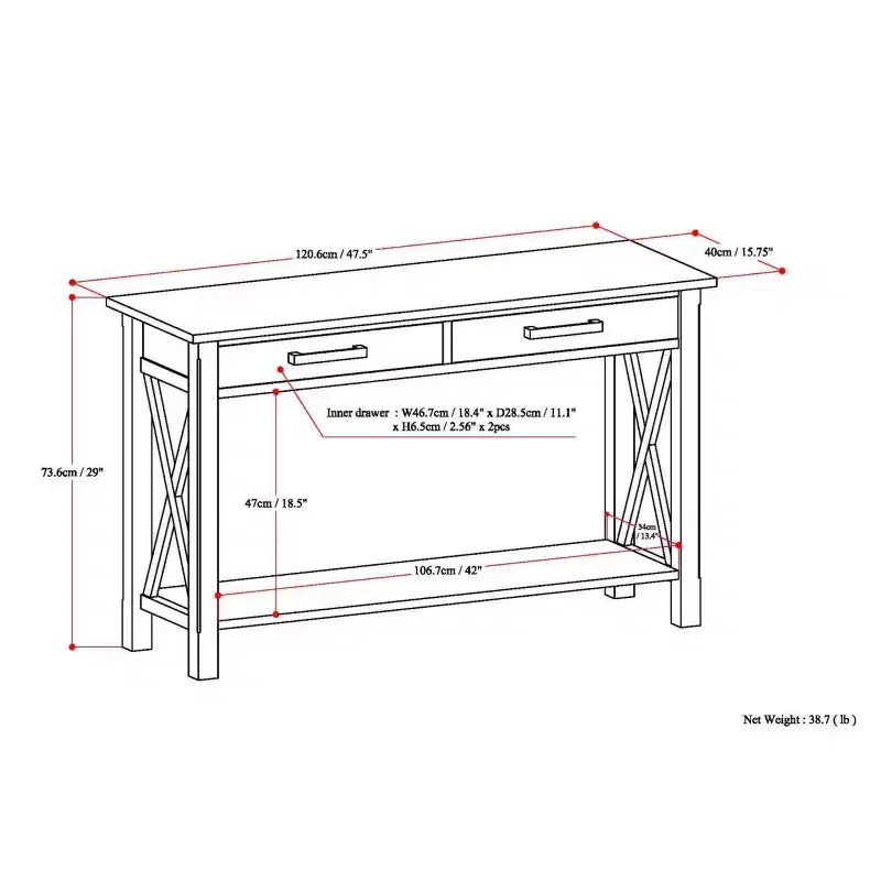 47 Waterloo Contemporary Console Sofa Table - Wyndenhall