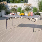 Flash Furniture 6-Foot Bi-Fold Plastic Banquet and Event Folding Table with Carrying Handle
