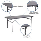 Flash Furniture 6-Foot Bi-Fold Plastic Banquet and Event Folding Table with Carrying Handle
