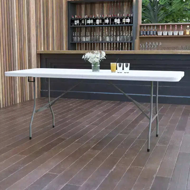 Flash Furniture 6-Foot Bi-Fold Plastic Banquet and Event Folding Table with Carrying Handle