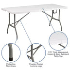 Flash Furniture 6-Foot Bi-Fold Plastic Banquet and Event Folding Table with Carrying Handle