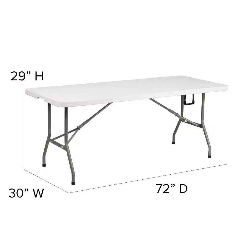 Flash Furniture 6-Foot Bi-Fold Plastic Banquet and Event Folding Table with Carrying Handle