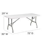 Flash Furniture 6-Foot Bi-Fold Plastic Banquet and Event Folding Table with Carrying Handle
