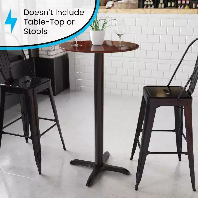 Flash Furniture Base a X per Tavolo da Ristorante 22'' x 22'' con Colonna Diam. 3'' Altezza Bancone