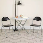 Flash Furniture 2 Pack HERCULES Series Black Vinyl Metal Folding Chair with Carrying Handle