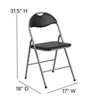 Flash Furniture 2 Pack HERCULES Series Black Vinyl Metal Folding Chair with Carrying Handle