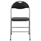 Flash Furniture 2 Pack HERCULES Series Black Vinyl Metal Folding Chair with Carrying Handle