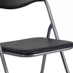 Flash Furniture 2 Pack HERCULES Series Black Vinyl Metal Folding Chair with Carrying Handle
