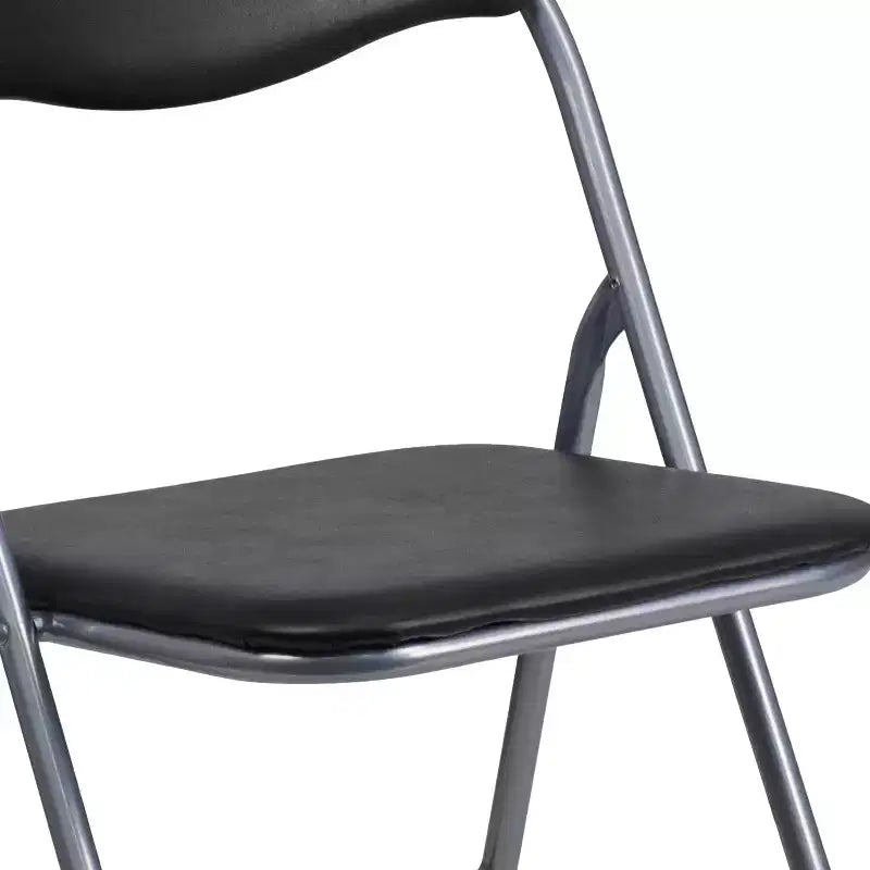Flash Furniture 2 Pack HERCULES Series Black Vinyl Metal Folding Chair with Carrying Handle