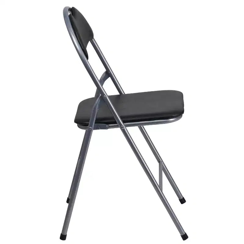 Flash Furniture 2 Pack HERCULES Series Black Vinyl Metal Folding Chair with Carrying Handle