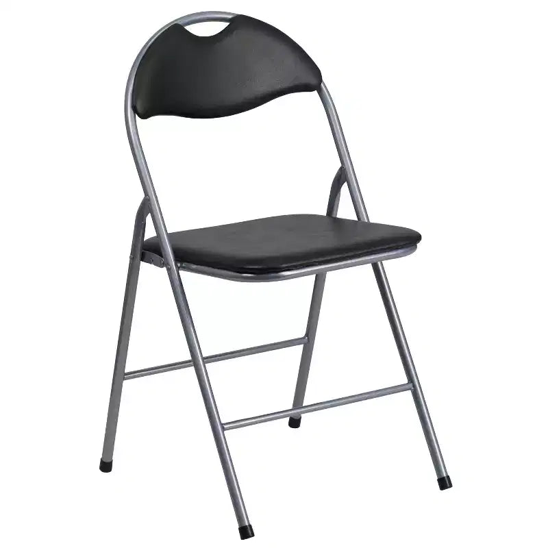 Flash Furniture 2 Pack HERCULES Series Black Vinyl Metal Folding Chair with Carrying Handle