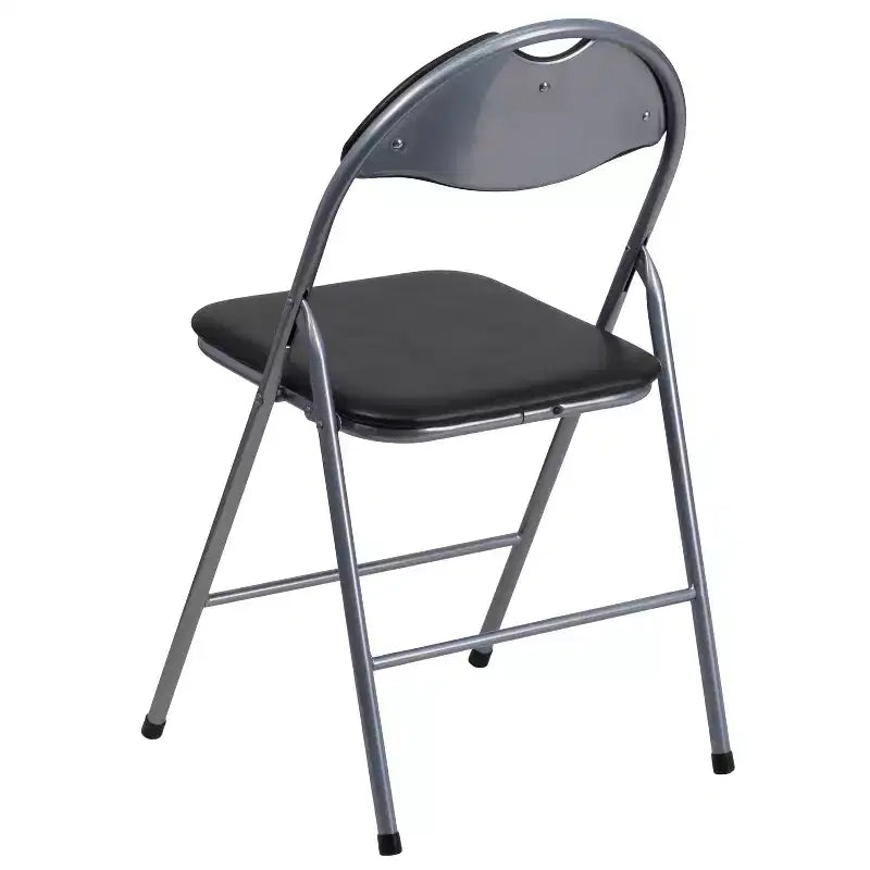 Flash Furniture 2 Pack HERCULES Series Black Vinyl Metal Folding Chair with Carrying Handle