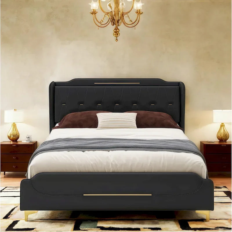 Letto moderno imbottito in pelle PU Uphou di Christopher Knight Home