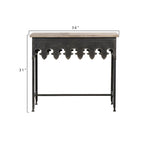 Zinc-Finished Metal and Wood Scalloped Edge Sofa Table