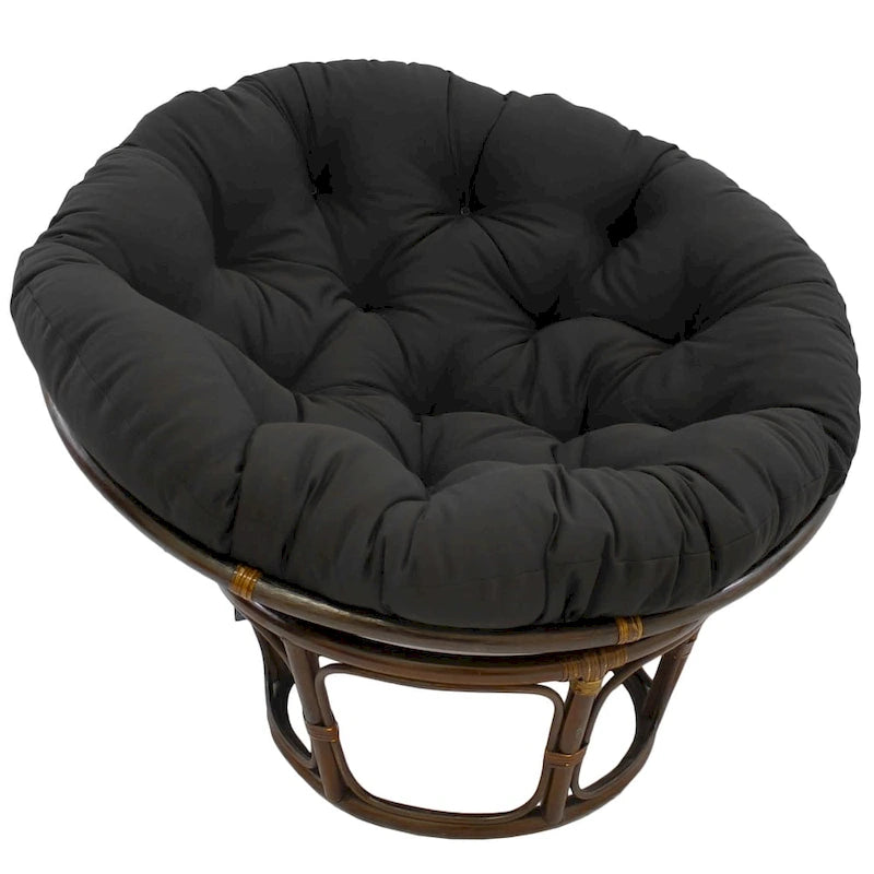 Poltrona Papasan Bali da 42 pollici in rattan con cuscino in twill