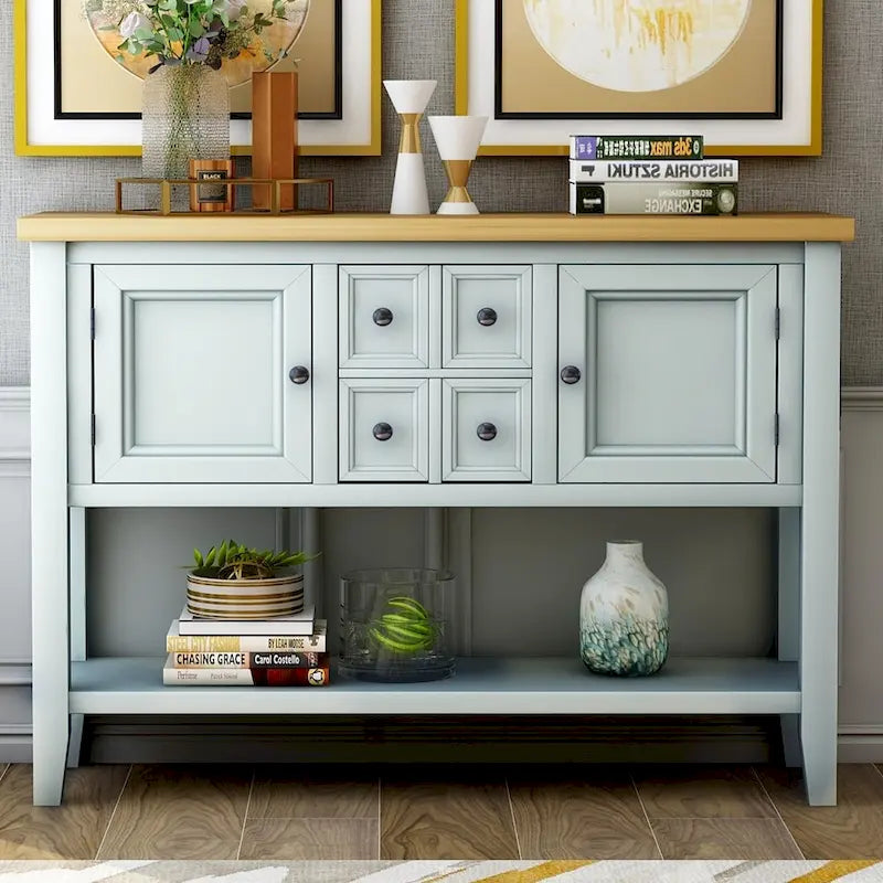 Credenza/Mobile Buffet in Stile Retrò, Tavolino Consolle in Legno con Ripiano Inferiore, Facile da Montare, per Soggiorno, Cucina, Ingresso