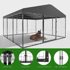 L 118 x P 118 x A 70 Cuccia grande per cani da esterno, Box recintato resistente per cani con tetto impermeabile