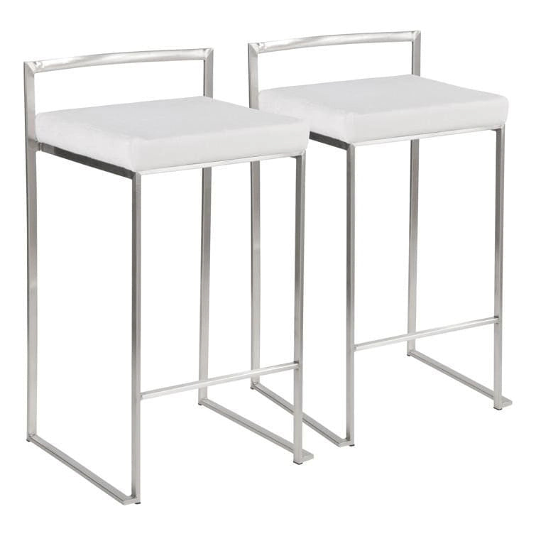 Sgabello da bancone impilabile in acciaio inossidabile completamente saldato Silver Orchid Forrest (set di 2)