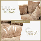Chenille High Back Lazy Sofa with 3 Pillows and Oversized Bean Bag Chair