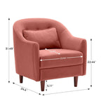 Set di 2 Poltrone Accent, in Velluto a Botte con Gambe in Legno Massello 28,34W