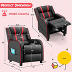 Gymax Kids Recliner Chair Ergonomic Leather Sofa Armchair w/Footrest