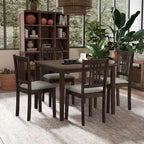 Set Tavolo e Sedie per Colazione in Cucina, Tavolo da Pranzo Quadrato in Legno, Tavolo da Pranzo Casuale con 4 Sedie Imbottite
