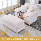 56.9 W Oversized Chair with Ottoman, Reading Chair for Bedroom, Lazy Sofa Bed, Modern Over Sized Single Recliner Couch