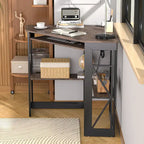 Scrivania ad angolo Scrivania piccola con prese Tavolo ad angolo per piccoli spazi, Scrivania per computer con porte USB Scrivania triangolare con contenitore