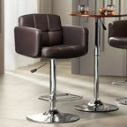 Studio 55D Trek Chrome Swivel Bar Stool 32 3/4 High Modern Adjustable Espresso Cushion with Backrest Footrest for Kitchen Counter Height Island Home