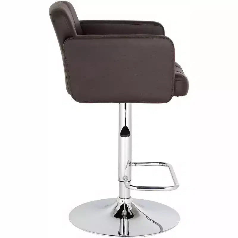 Studio 55D Trek Chrome Swivel Bar Stool 32 3/4 High Modern Adjustable Espresso Cushion with Backrest Footrest for Kitchen Counter Height Island Home