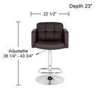 Studio 55D Trek Chrome Swivel Bar Stool 32 3/4 High Modern Adjustable Espresso Cushion with Backrest Footrest for Kitchen Counter Height Island Home
