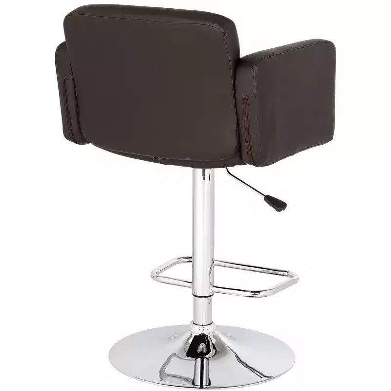 Studio 55D Trek Chrome Swivel Bar Stool 32 3/4 High Modern Adjustable Espresso Cushion with Backrest Footrest for Kitchen Counter Height Island Home