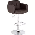 Studio 55D Trek Chrome Swivel Bar Stool 32 3/4 High Modern Adjustable Espresso Cushion with Backrest Footrest for Kitchen Counter Height Island Home