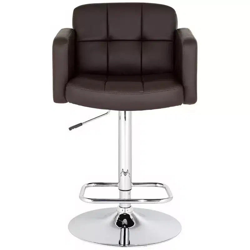 Studio 55D Trek Chrome Swivel Bar Stool 32 3/4 High Modern Adjustable Espresso Cushion with Backrest Footrest for Kitchen Counter Height Island Home