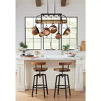 Elm Lane Roark Bronze Swivel Bar Stool Brown 29 1/2 High Industrial Adjustable Wood Seat with Low Backrest Footrest for Kitchen Counter Height Island