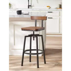 Elm Lane Roark Bronze Swivel Bar Stool Brown 29 1/2 High Industrial Adjustable Wood Seat with Low Backrest Footrest for Kitchen Counter Height Island