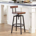 Elm Lane Roark Bronze Swivel Bar Stool Brown 29 1/2 High Industrial Adjustable Wood Seat with Low Backrest Footrest for Kitchen Counter Height Island